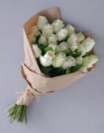 Bunch Of 24 White Roses in Natural Color Wrapping Paper 1