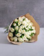 Bunch Of 24 White Roses in Natural Color Wrapping Paper