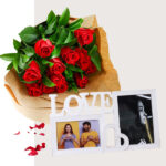 Red Rose Bouguet with love frame