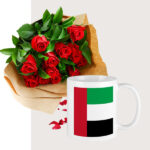 UAE flag Customized Mug with Red Rose